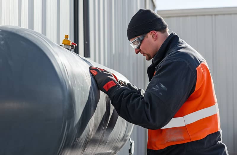 installing propane tank at warehouse