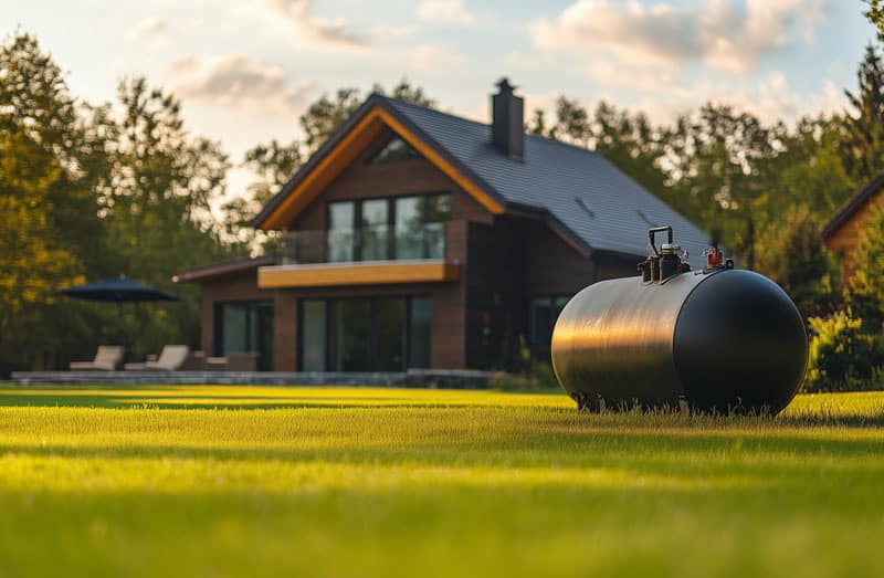 propane tank installed in lawn